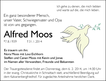 Traueranzeige von Alfred Moos von Pegnitz-Zeitung